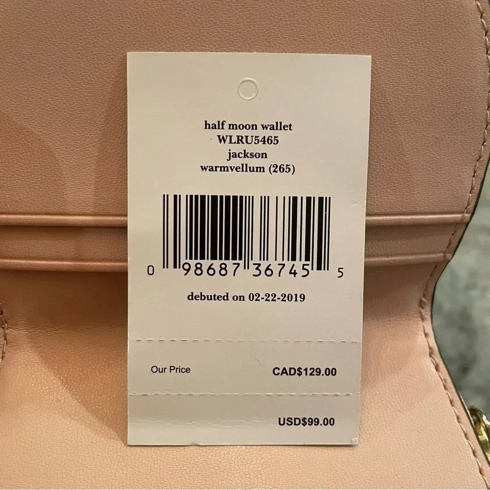 NWT Kate Spade pink half moon wallet